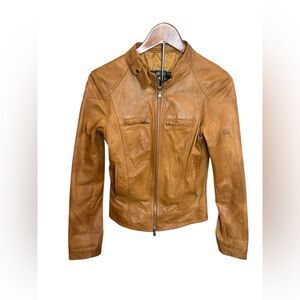 Giorgio 1966 Brown Soft Leather Moto Jacket Women Size Medium